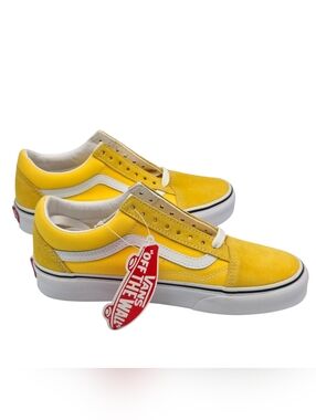 Vans Old Skool Flax Womens Size 7 Yellow White Athletic Skate Shoes Sneakers